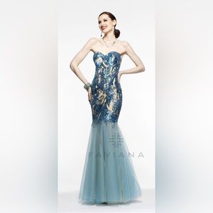 Prom dress Faviana Glamour long blue dress
